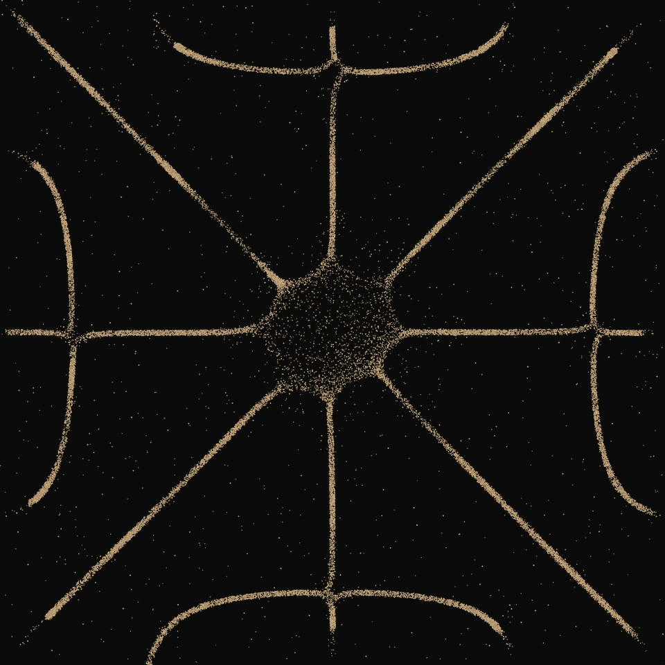 Compass pattern in golden sand