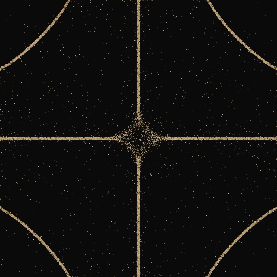 Crossroads pattern in golden sand