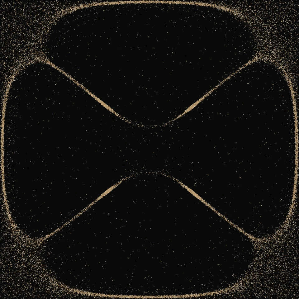 Hourglass pattern in golden sand