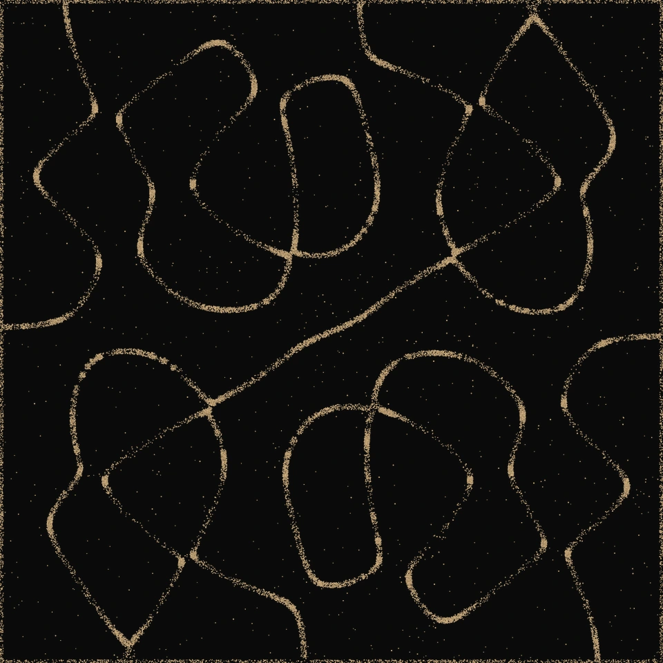Labyrinth pattern in golden sand