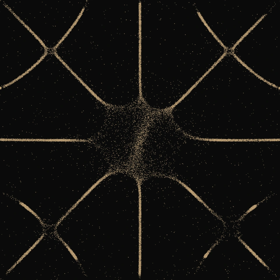 Supernova pattern in golden sand